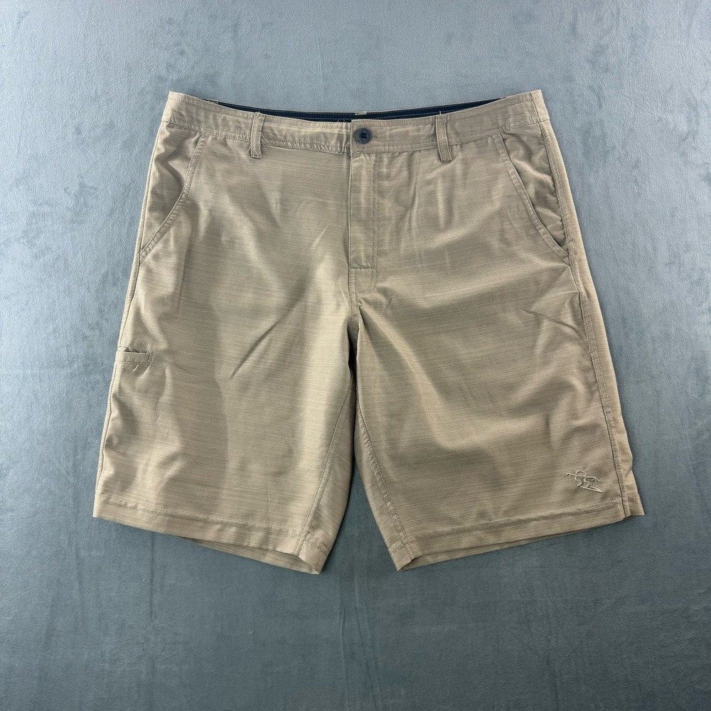 Da Hui Shorts Mens 36 Brown Hybrid Collection Board Shorts Zipper Stretch